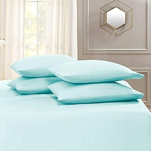 yrm bedding39s aqua blue 600-tc oraganic cotton 2 piece pillow covers 2034x3034