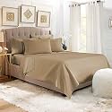 YRM Bedding's Beige 600-TC Oraganic Cotton 4 Pcs Queen Size Bedsheet Fitted (60"x78"), Flat (92"x102") and Pillow Cover (18"x28") Feet for 4" and 8" Inch Mattress