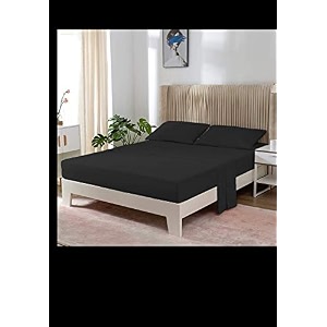 yrm bedding39s black 600-tc oraganic cotton fitted bedsheet king size 72x78 with pillow covers 18x28 with 12 inch drop feet for 434 and 834 inch mattress fitted bedsheet