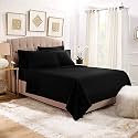 YRM Bedding's Black 600-TC Oraganic Cotton Flat Bedsheet Single Bed Size 66X96 with Pillow Covers 17X27