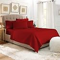 YRM Bedding's Burgundy 600-TC Oraganic Cotton 4 Pcs Double Bed Size Bedsheet Fitted (54"x75"), Flat (82"x102") and Pillow Cover (17"x27") with Pillow Covers (17"x27") Feet for 4" and 8&
