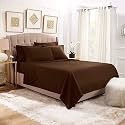 YRM Bedding's Choco-Brown 600-TC Oraganic Cotton Flat Bedsheet Double Bed Size (82"x102") with Pillow Covers (17"x27")