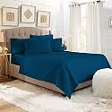 YRM Bedding's Dark Teal 600-TC Oraganic Cotton 4 Pcs Queen Size Bedsheet Fitted (60"x78"), Flat (92"x102") and Pillow Cover (18"x28") Feet for 4" and 8" Inch Mattress