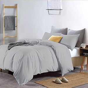 yrm bedding39s duvet covers - 100 microfiber 3-piece duvet cover set ultra soft with zipper closure duvet cover91x101 inches and 2 pillow cover 18x28 inches - double bed sizesilver grey