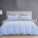 YRM Bedding's Duvet Covers - 100% Microfiber Reversible, 3-Piece Duvet Cover Set, Ultra Soft with Zipper Closure (92X106 Inches) and 2 Pillow Cover (18X28 Inches) - King Size(Silver/Sky Blue)