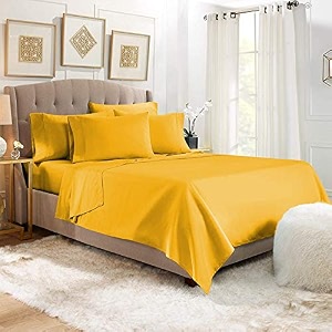 yrm bedding39s gold yellow 600-tc oraganic cotton flat bedsheet single bed size 6634x9634 with pillow covers 1734x2734