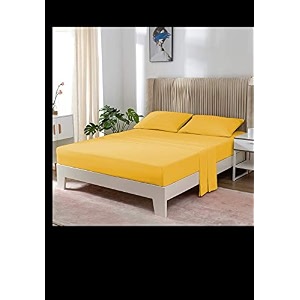 yrm bedding39s gold yellow 600-tc oraganic cotton fitted bedsheet single bed size 3634x7534 with pillow covers 1734x2734 with 12 inch drop feet for 434 and 834 inch mattress fitted bedsheet
