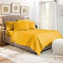 YRM Bedding's Gold Yellow 600-TC Oraganic Cotton Flat Bedsheet Double Bed Size (82"x102") with Pillow Covers (17"x27")