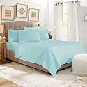 YRM Bedding's Light Blue 600-TC Oraganic Cotton 4 Pcs Single Bed Size Bedsheet Fitted (36"x75"), Flat (66"x96") and Pillow Cover (17"x27") Feet for 4" and 8" Inch Mattress
