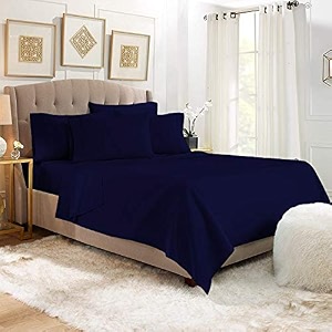 yrm bedding39s navy blue 600-tc oraganic cotton 4 pcs queen size bedsheet fitted 6034x7834 flat 9234x10234 and pillow cover 1834x2834 feet for 434 and 834 inch mattress
