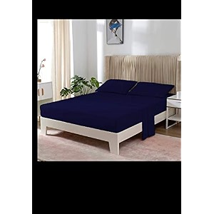 yrm bedding39s navy blue 600-tc oraganic cotton fitted bedsheet king size 7234x7834 with pillow covers 1834x2834 with 12 inch drop feet for 434 and 834 inch mattress fitted bedsheet