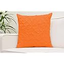 YRM Bedding's Orange 600-TC Oraganic Cotton 3-Piece Decorative Pinch Pleated Cushion Covers (20"x20")