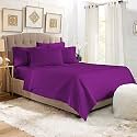 YRM Bedding's Purple 600-TC Oraganic Cotton Flat Bedsheet Queen Size (92"x102") with Pillow Covers (18"x28")