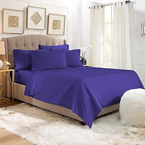 yrm bedding39s royal blue 600-tc oraganic cotton flat bedsheet queen size 9234x10234 with pillow covers 1834x2834