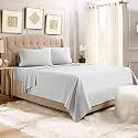 YRM Bedding's Silver-Grey 600-TC Oraganic Cotton Flat Bedsheet Queen Size (92"x102") with Pillow Covers (18"x28")