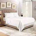 YRM Bedding's White 600-TC Oraganic Cotton Flat Bedsheet Queen Size (92"x102") with Pillow Covers (18"x28")