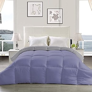 yrm - hotel quality restful sleep-down alternative reversible 300 gsm all season comforter 9234 x 10634 inches233cm x 269cm - king sizesilvermedium blue