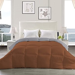 yrm - hotel quality restful sleep-down alternative reversible 300 gsm all season comforter 9034 x 9034 inches228cm x 228cm - queen sizesilverchocolate brown