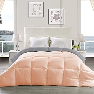 yrm - hotel quality restful sleep-down alternative reversible 300 gsm all season comforter 9034 x 10034 inches228cm x 254cm - double bedsilverpeach