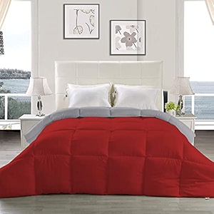 yrm - hotel quality restful sleep-down alternative reversible 300 gsm all season comforter 9034 x 9034 inches228cm x 228cm - queen sizesilverburgundy