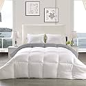 YRM - Hotel Quality Restful Sleep-Down Alternative Reversible 300 GSM All Season Comforter (92" x 106" Inches/233cm x 269cm) - King Size|Silver/White