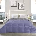 YRM - Hotel Quality Restful Sleep-Down Alternative Reversible 300 GSM All Season Comforter (60" x 90" Inches/152cm x 228cm) - Single Bed|Silver/Medium Blue