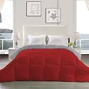 YRM - Hotel Quality Restful Sleep-Down Alternative Reversible 300 GSM All Season Comforter (60" x 90" Inches/152cm x 228cm) - Single Bed|Silver/Burgundy