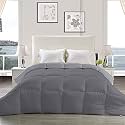 YRM - Hotel Quality Restful Sleep-Down Alternative Reversible 300 GSM All Season Comforter (90" x 100" Inches/228cm x 254cm) - Double Bed|Silver/Dark Grey