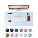 YSAGi Leather Desk Mat, Large Mouse Mat, 60 x 35 cm, Baby Blue