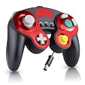 YSDZSW Upgraded Wired Controller for Wii/GameCube TURBO Game Controller Compatible with GC/Wii Games (Black-Red)