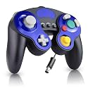 YSDZSW Upgraded Wired Controller for Wii/GameCube TURBO Game Controller Compatible with GC/Wii Games (Black-Blue)