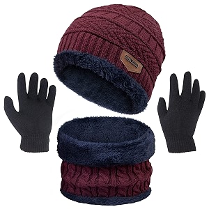ysense 3 pcs boys girls winter beanie hat scarf gloves set