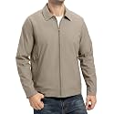 YSENTO Men's Light Jackets Lightweight Bomber Jackets Collared Work Golf Windbreakers with Zip Pockets