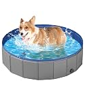 YSJILIDE Portable Dog Pool PVC Pet Swimming Pool Bathtub Collapsible Dog Pool, Hard Plastic Pool for Pets to Swim and Bath (S-32"x 8" Dark Grey)