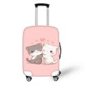 Ystardream Kawaii Pink Cat Suitcase Covers for Women Anti-scratch Luggage Protector Covers Quickly Identify your Luggage Ideal Gift for Lovers Valentine's Day,L