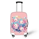Ystardream Pink Axolotl Family Travel Luggage Cover Purple Mandala Moon, High Elasticity Washable Travel Baggage Protector Case 22in-24in