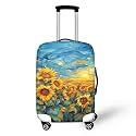 Ystardream Sunflower Luggage Cover Stylish Zipper Closure Highly Resilient Suitcase Protector Oil Painting Anti-Scratch Women Men Travel Accessories Fits M