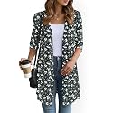 YSYOKOW Lightweight Cardigans for Women 3/4 Sleeve Long Open Front