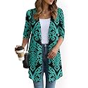YSYOKOW Lightweight Cardigans for Women 3/4 Sleeve Long Open Front