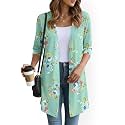 YSYOKOW Lightweight Cardigans for Women 3/4 Sleeve Long Open Front