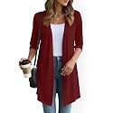 YSYOKOW Lightweight Cardigans for Women 3/4 Sleeve Long Open Front