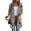 YSYOKOW Lightweight Cardigans for Women 3/4 Sleeve Long Open Front