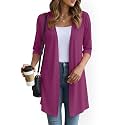 YSYOKOW Lightweight Cardigans for Women 3/4 Sleeve Long Open Front