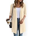 YSYOKOW Lightweight Cardigans for Women 3/4 Sleeve Long Open Front