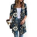 YSYOKOW Lightweight Cardigans for Women 3/4 Sleeve Long Open Front