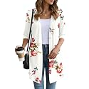 YSYOKOW Lightweight Cardigans for Women 3/4 Sleeve Long Open Front