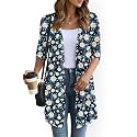 YSYOKOW Lightweight Cardigans for Women 3/4 Sleeve Long Open Front