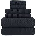 YTYC 29x59 Bath Towels Set,Towels for Bathroom,Black,6-Pieces