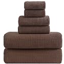 YTYC 29x59 Inch Extra Large Bath Towels Set of 6 Quick Dry Super Soft Microfiber Towels for Bathroom 80% Polyester (Brown,6 Piece)