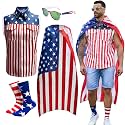 Yuanbang 4 Pcs Festival Outfits Denim Vest for Men Holiday Gifts